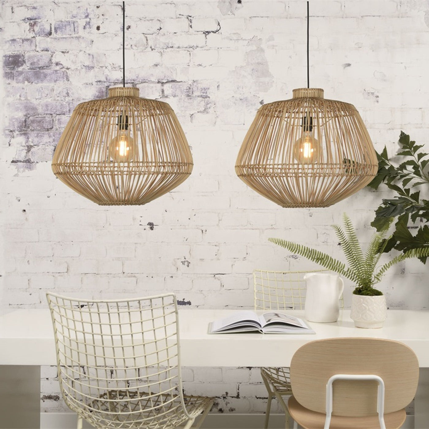 Suspension Madagascar rotin naturel 60 cm E27, vue 3
