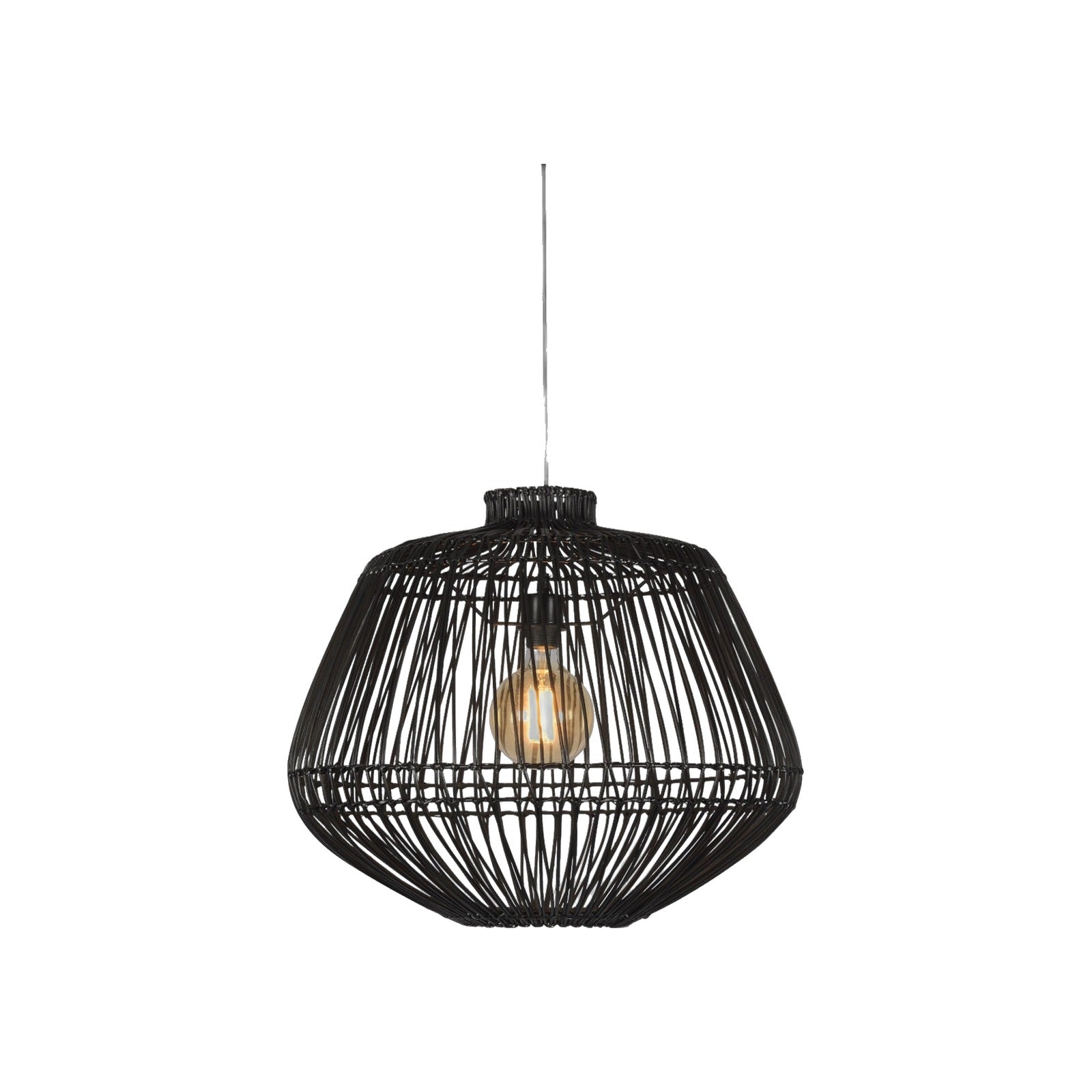 Suspension Madagascar rotin noir 60 cm E27