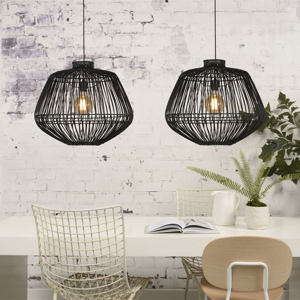 Suspension Madagascar rotin noir 60 cm E27, vue 3