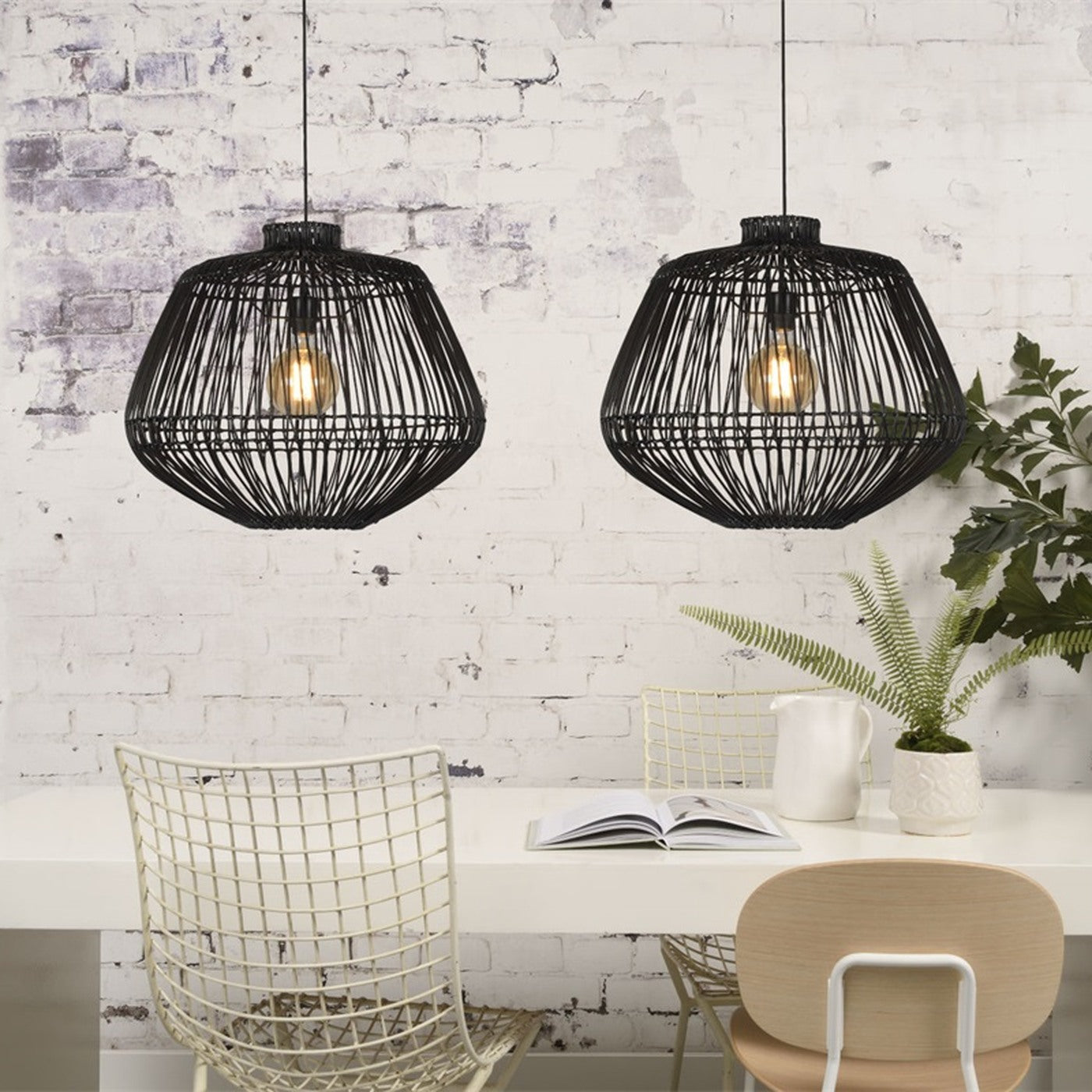 Suspension Madagascar rotin noir 60 cm E27, vue 3