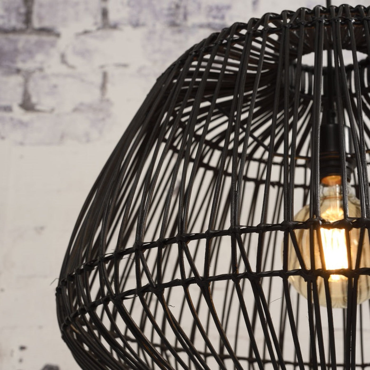 Suspension Madagascar rotin noir 60 cm E27, vue 6