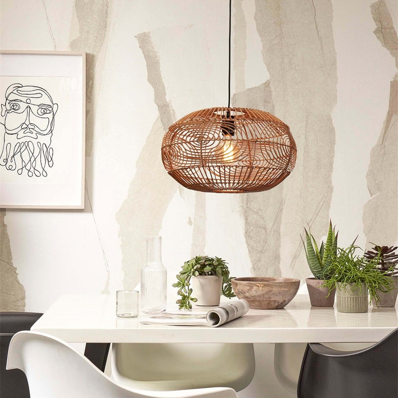 Dimensions Suspension Madeira rotin naturel 48 cm E27
