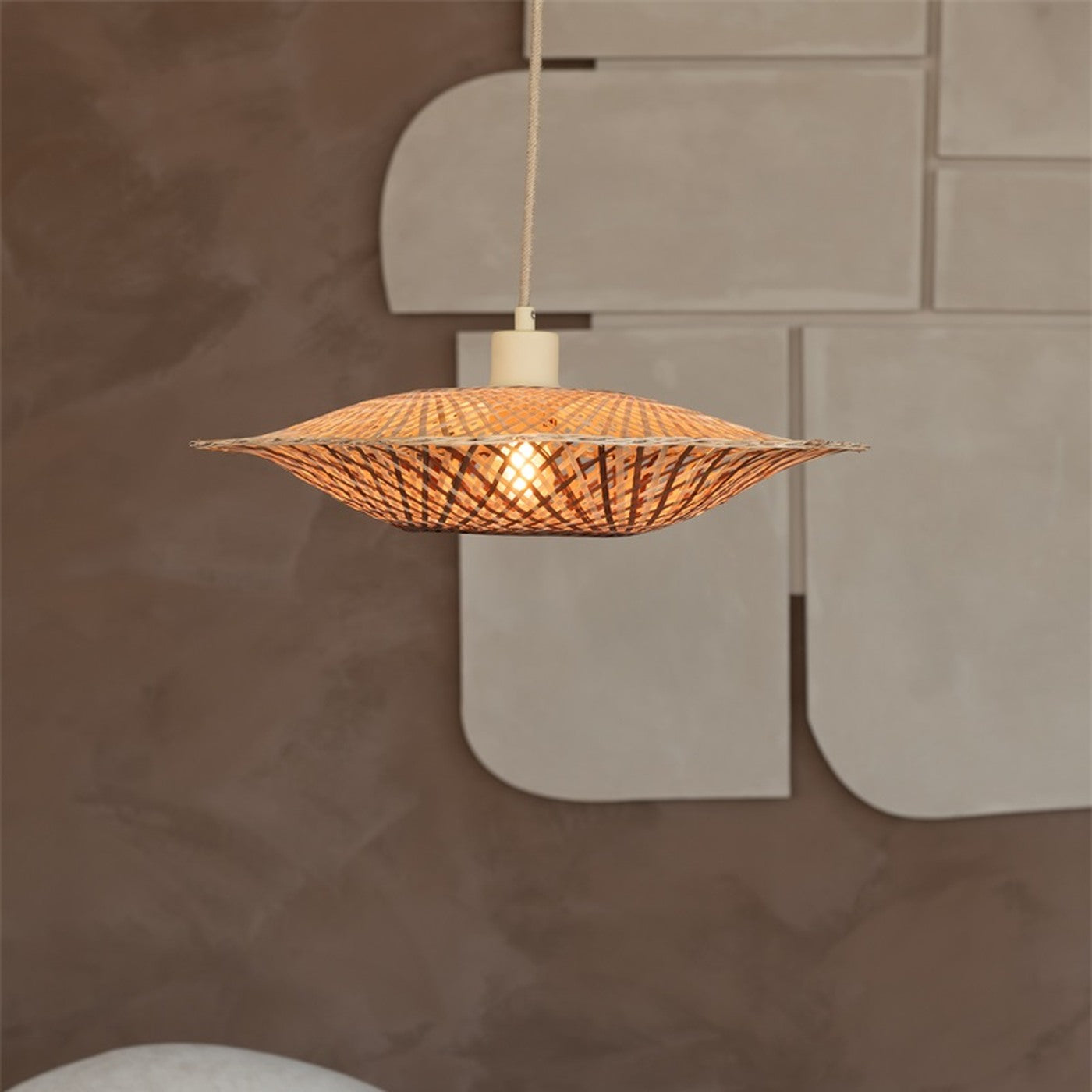 Suspension Madura bambou naturel et brun 44 cm E27, vue 3