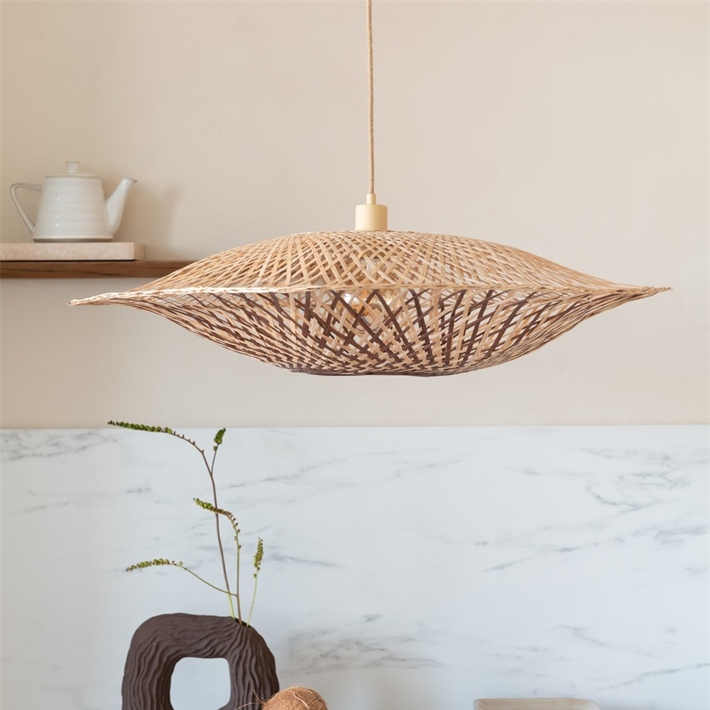 Suspension Madura bambou naturel et brun 60 cm E27, vue 2