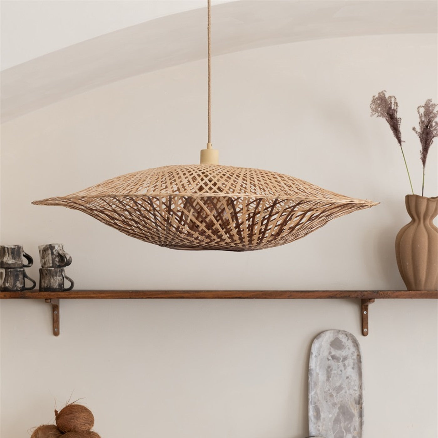 Suspension Madura bambou naturel et brun 87 cm E27, vue 2