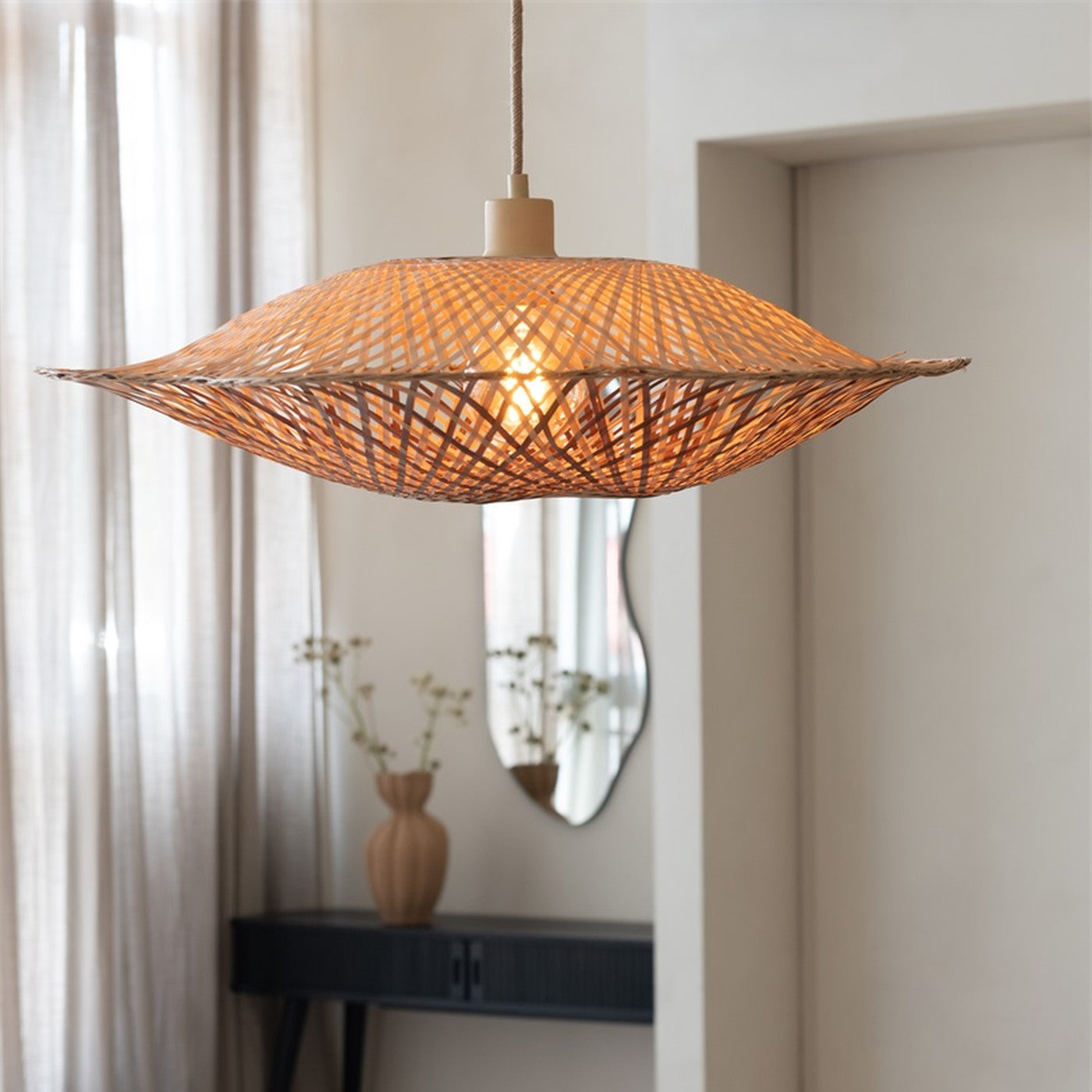 Suspension Madura bambou naturel et brun 87 cm E27, vue 3