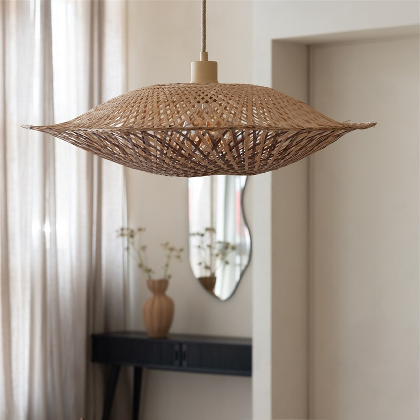 Suspension Madura bambou naturel et brun 87 cm E27, vue 4