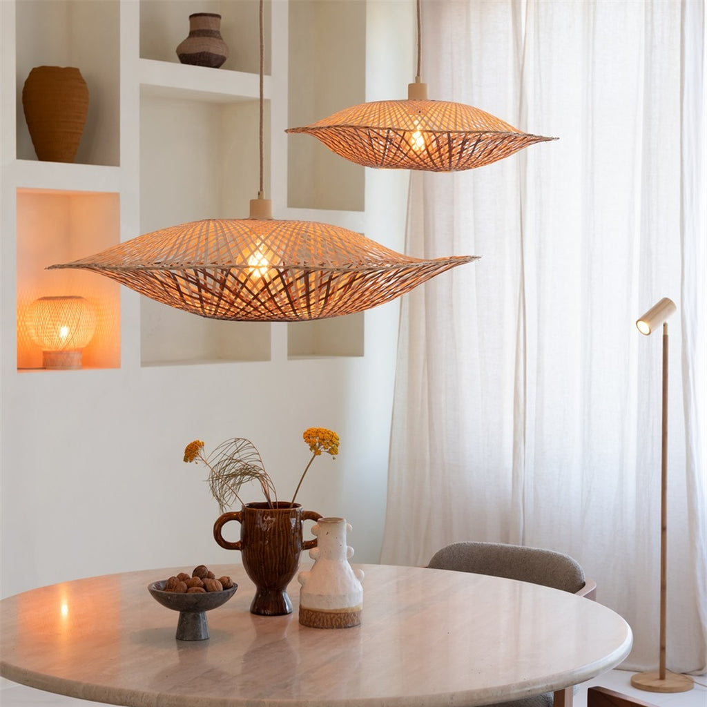 Suspension Madura bambou naturel et brun 87 cm E27, vue 7