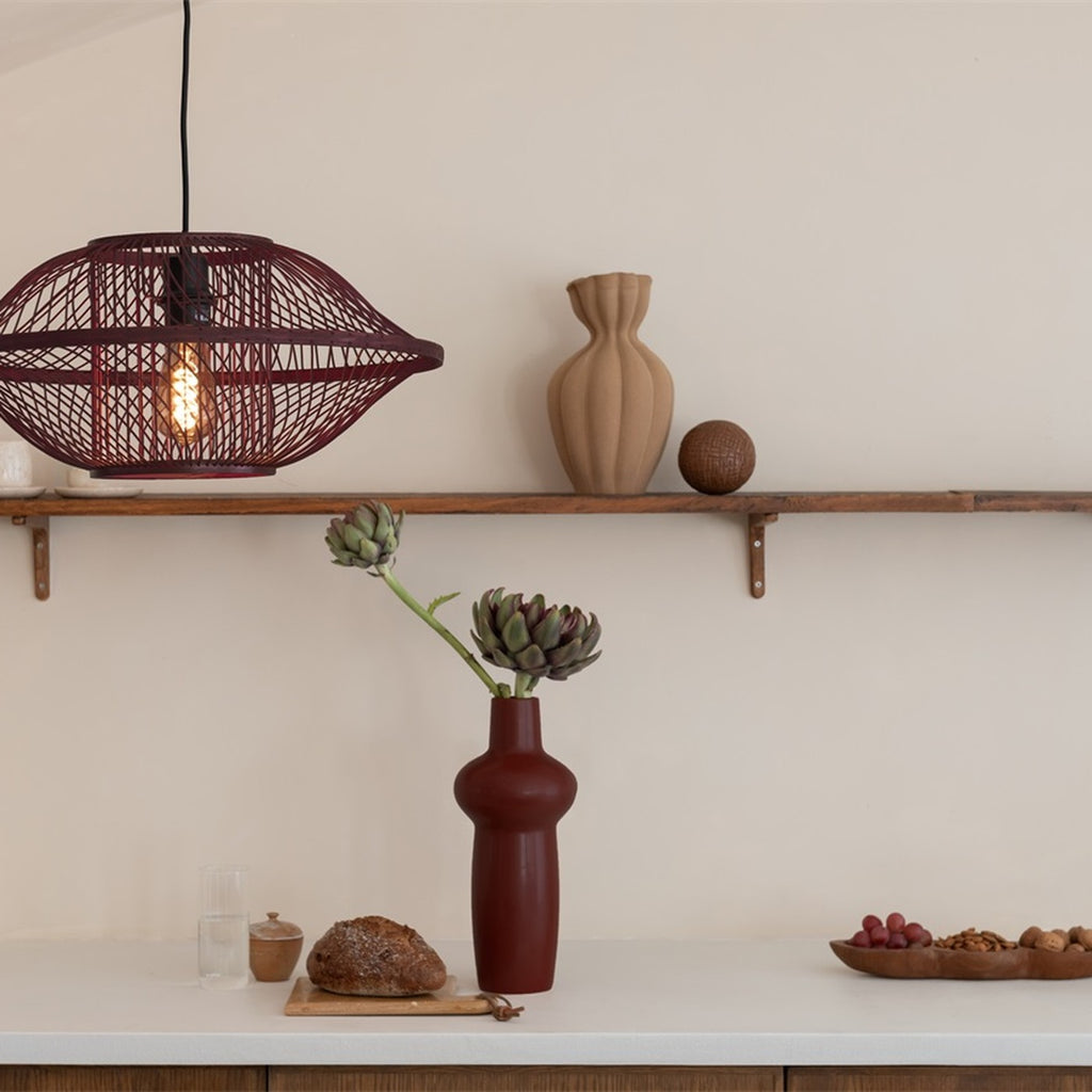 Suspension Maui bambou bordeaux 50 cm E27, vue 2