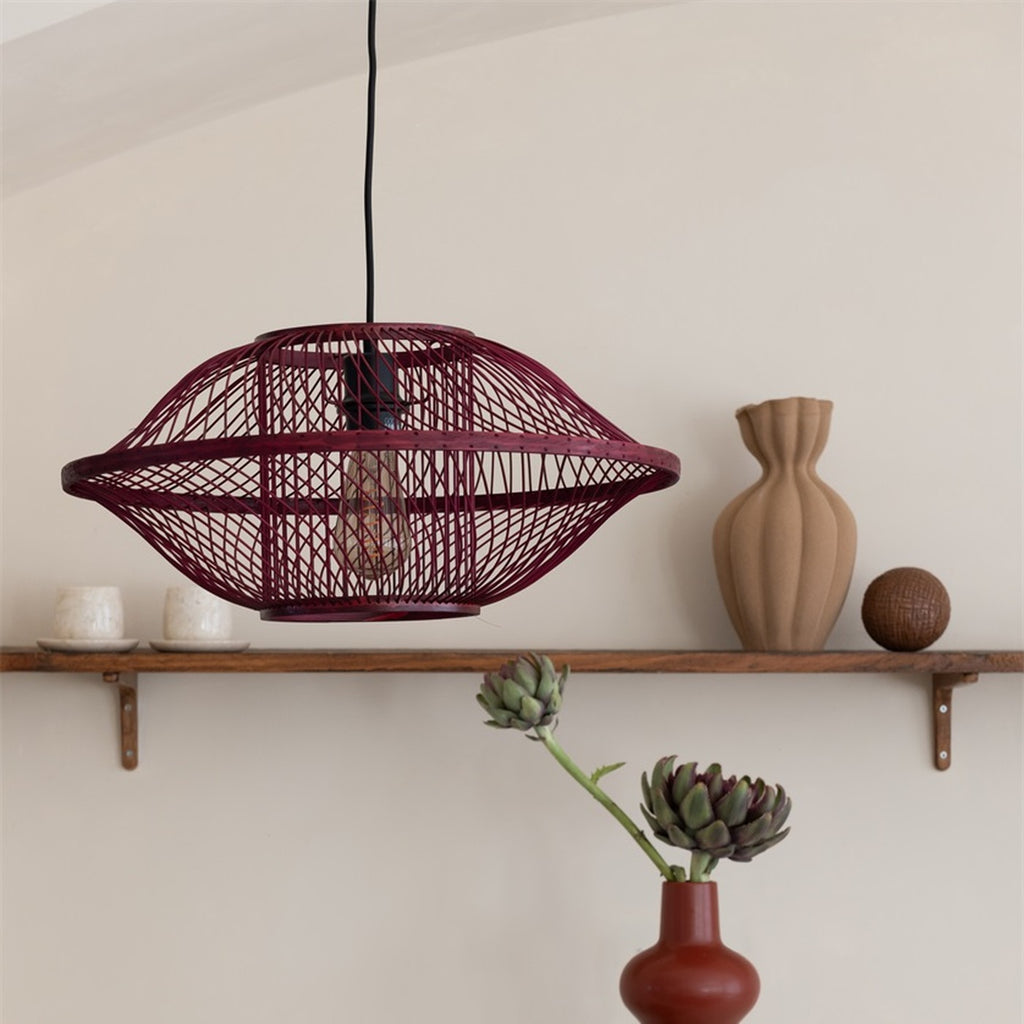 Suspension Maui bambou bordeaux 50 cm E27, vue 4
