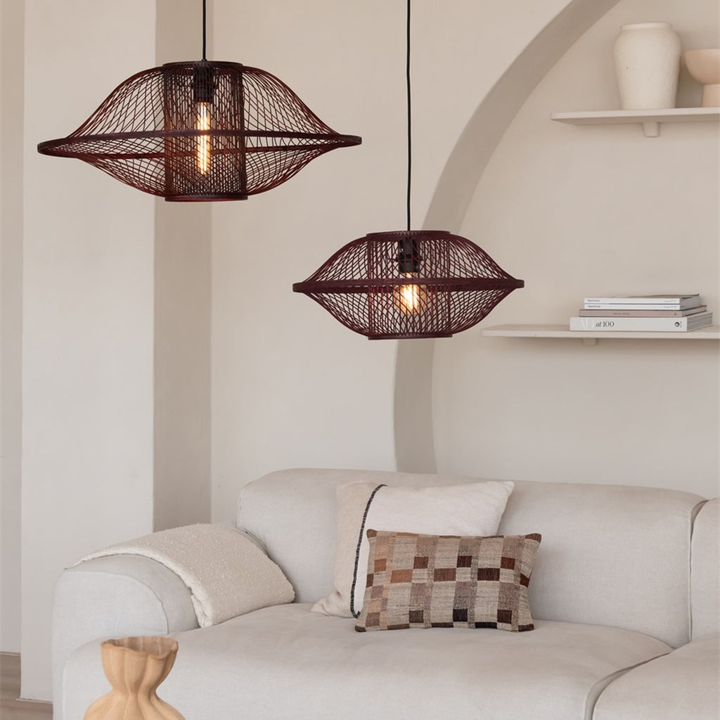 Suspension Maui bambou bordeaux 50 cm E27, vue 5