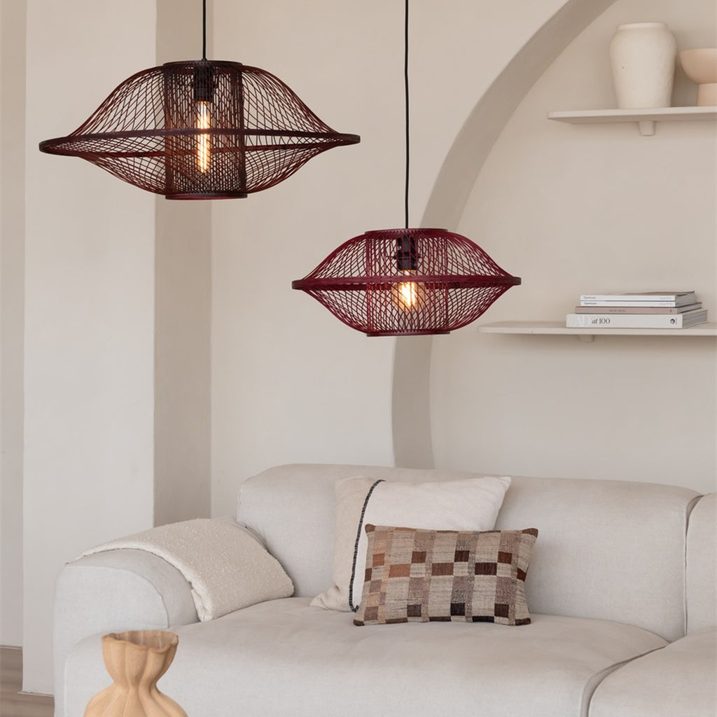 Suspension Maui bambou bordeaux 70 cm E27, vue 3