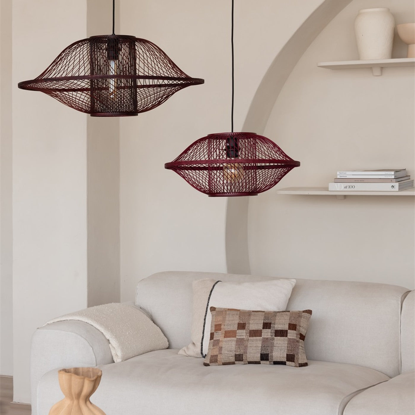Suspension Maui bambou bordeaux 70 cm E27, vue 4