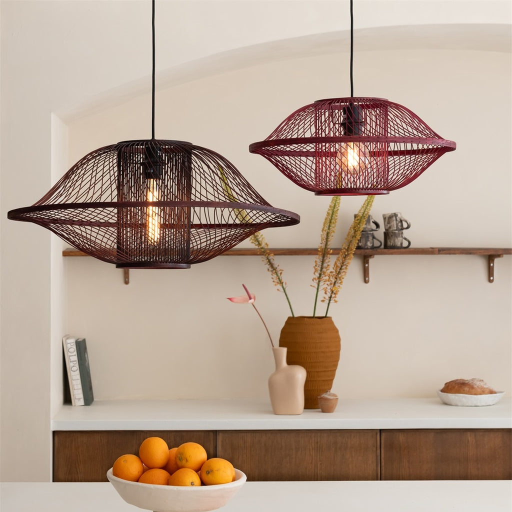 Suspension Maui bambou bordeaux 70 cm E27, vue 5