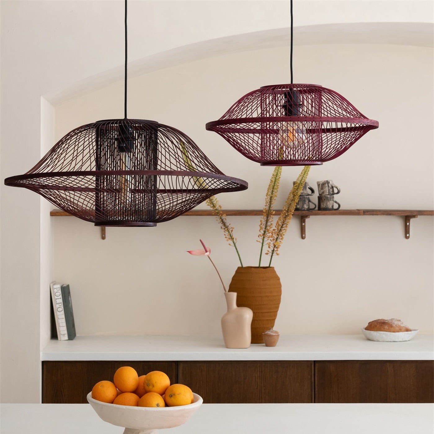 Suspension Maui bambou bordeaux 70 cm E27, vue 6
