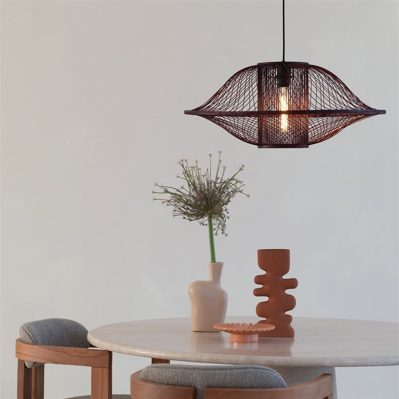 Dimensions Suspension Maui bambou bordeaux 70 cm E27