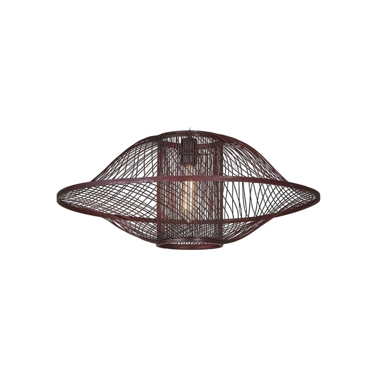 Suspension Maui bambou bordeaux 70 cm E27