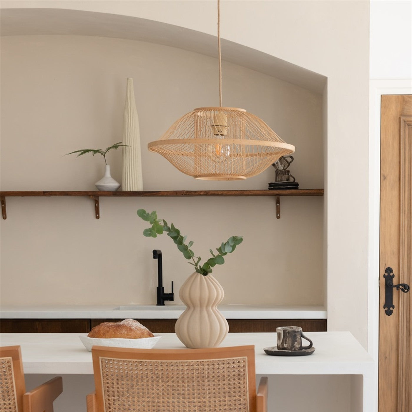 Suspension Maui bambou naturel 50 cm E27, vue 2