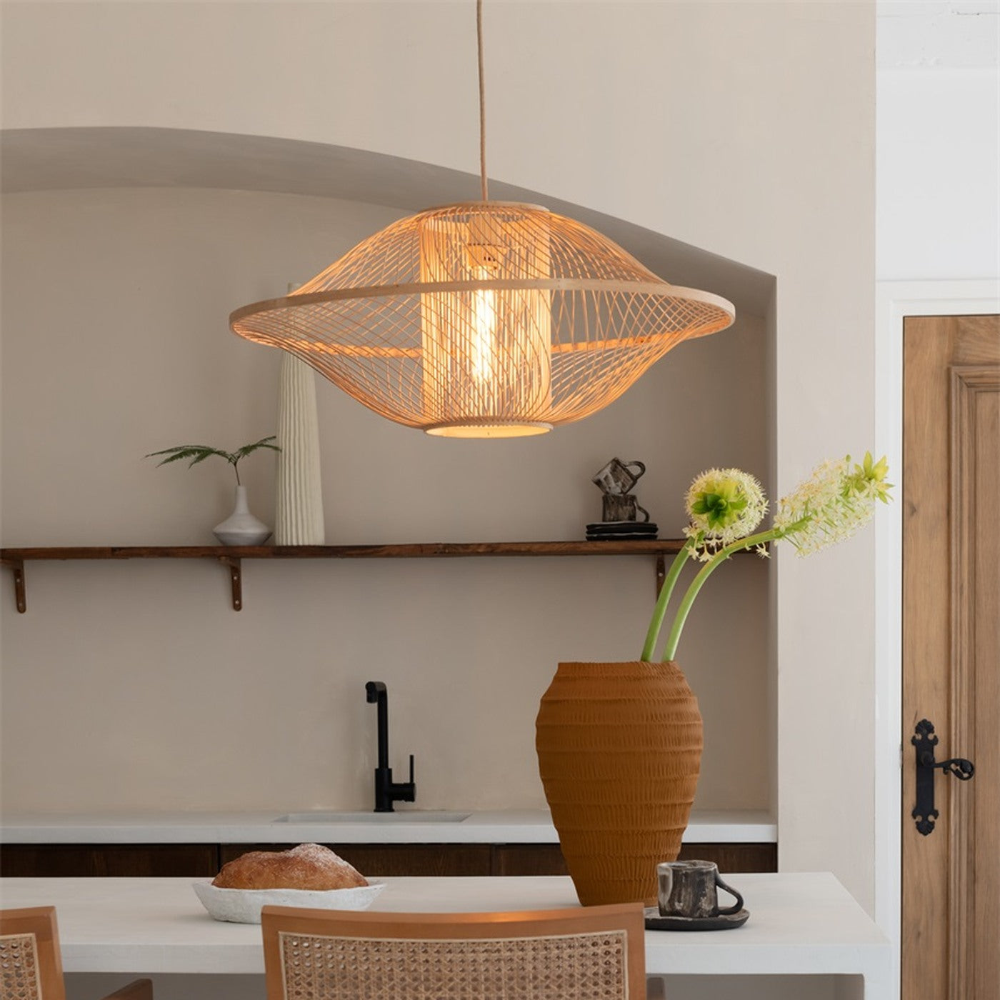 Suspension Maui bambou naturel 70 cm E27, vue 3