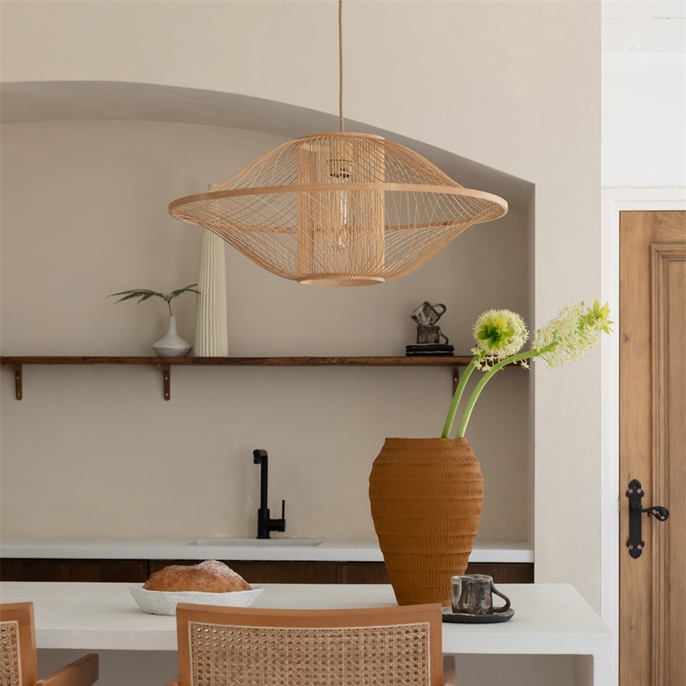 Suspension Maui bambou naturel 70 cm E27, vue 4