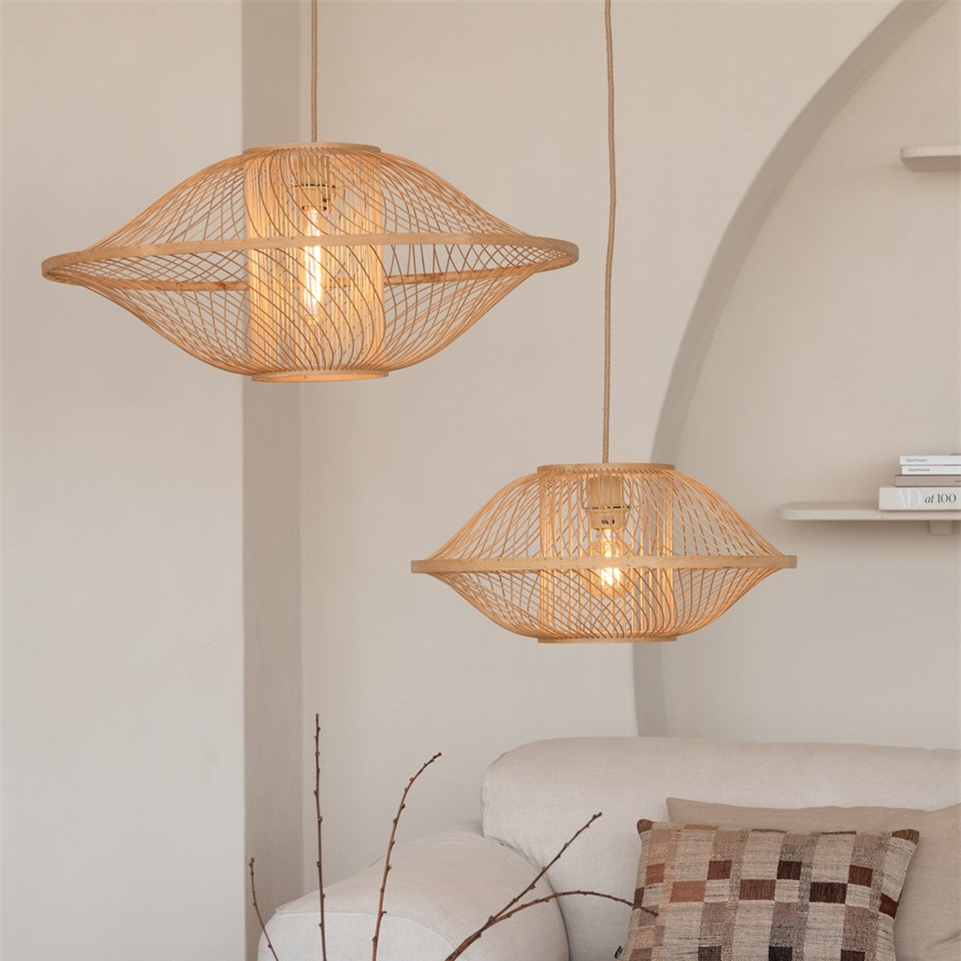 Suspension Maui bambou naturel 70 cm E27, vue 8