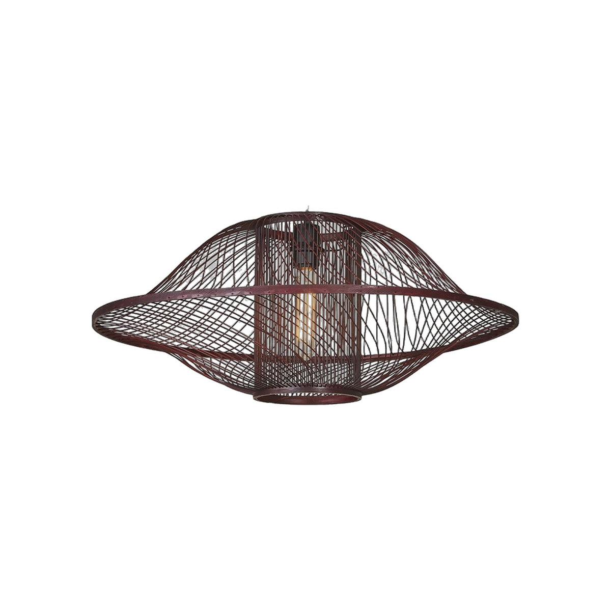 Suspension Maui bambou bordeaux 70 cm en soucoupe ajourée vue détourée