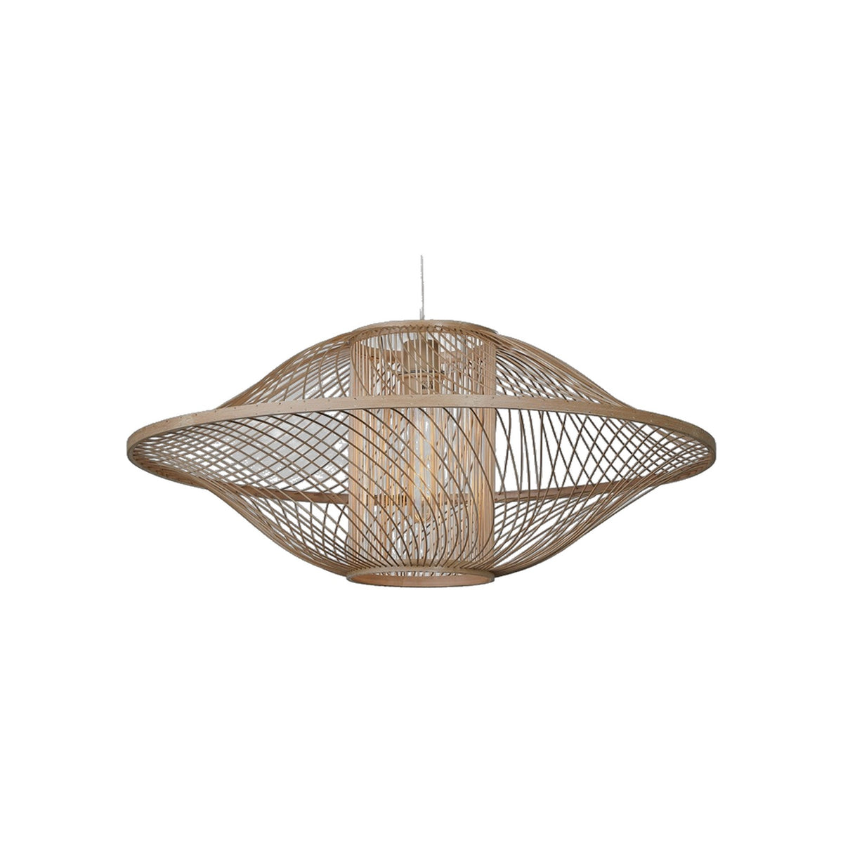 Suspension Maui bambou naturel 70 cm en soucoupe ajourée vue détourée