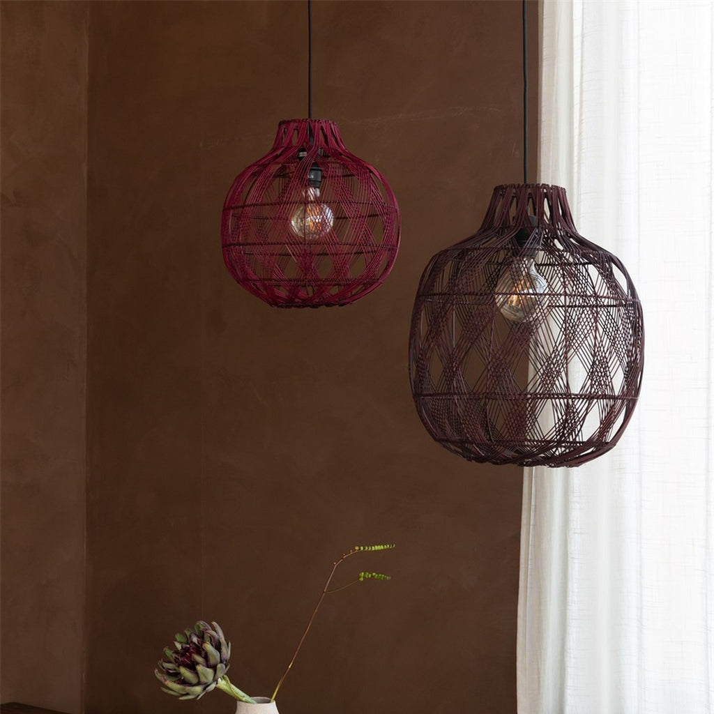 Suspension Mendoza bambou bordeaux 35 cm E27, vue 4