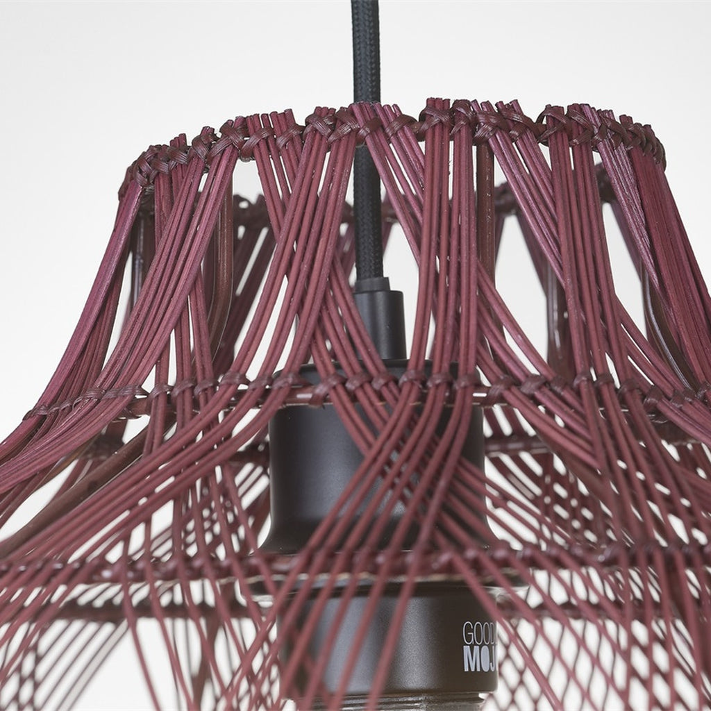 Suspension Mendoza bambou bordeaux 35 cm E27, vue 5
