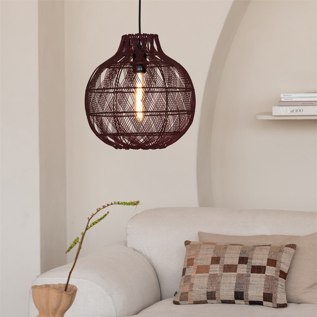 Suspension Mendoza bambou bordeaux 35 cm E27, vue 7
