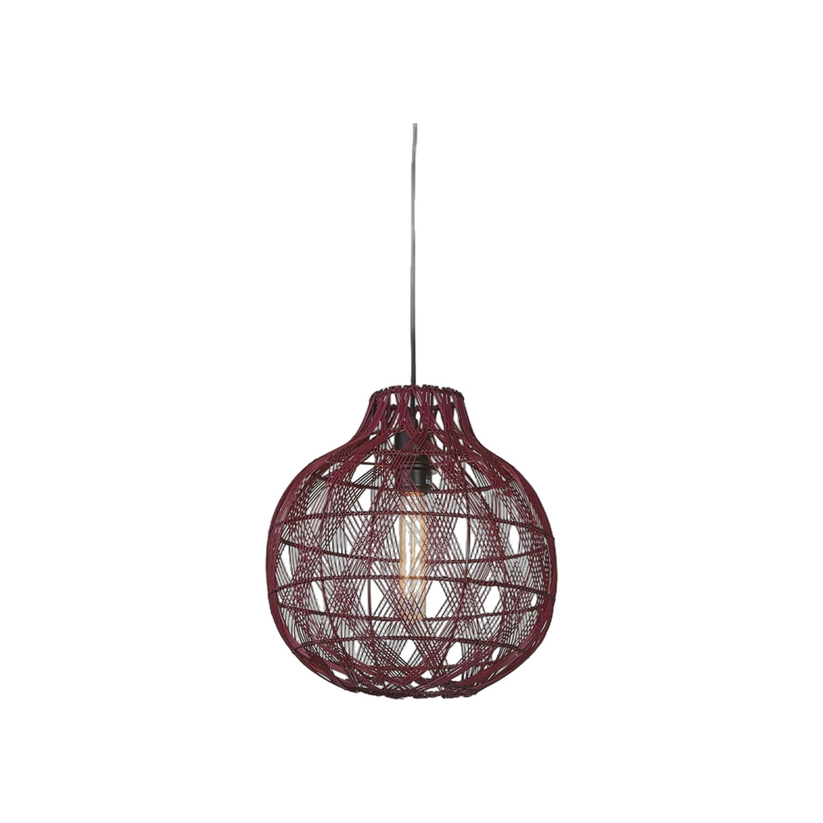 Suspension Mendoza bambou bordeaux 35 cm E27
