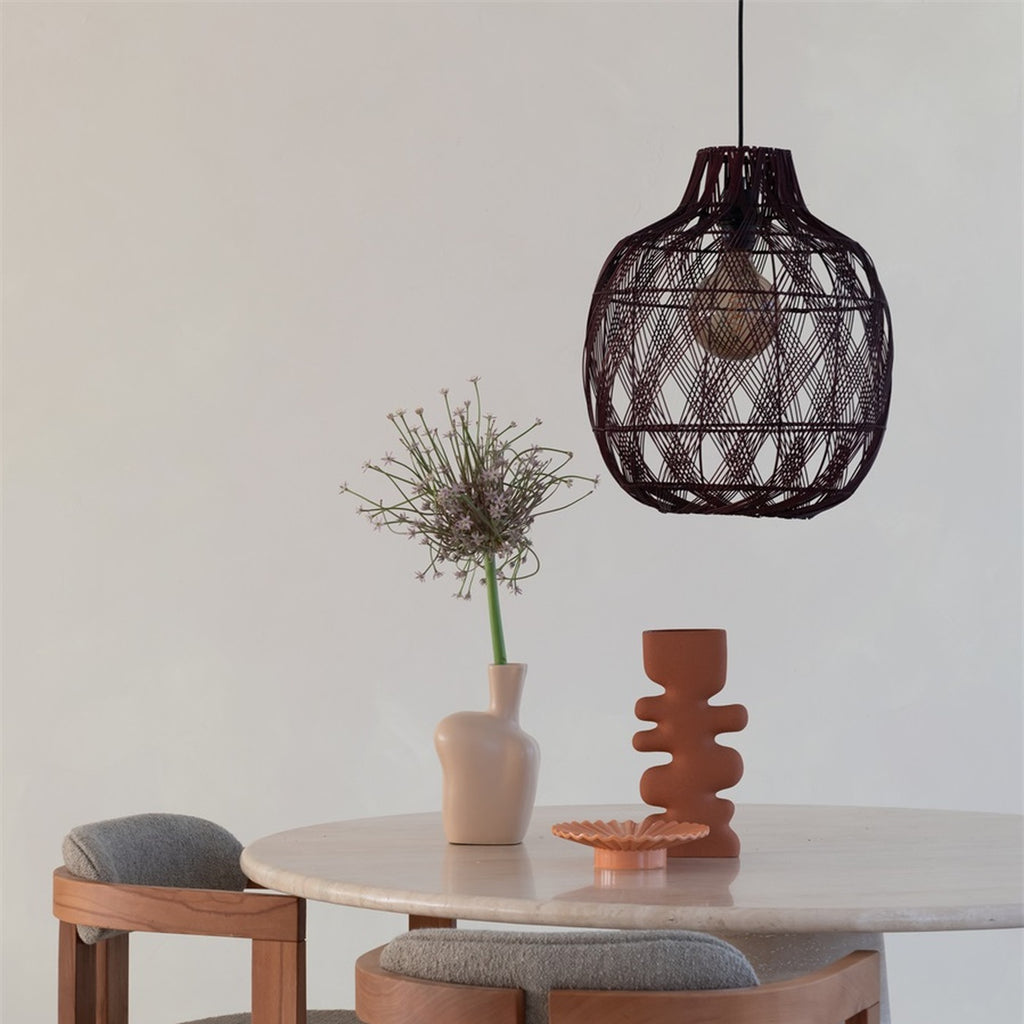Suspension Mendoza bambou bordeaux 40 cm E27, vue 2