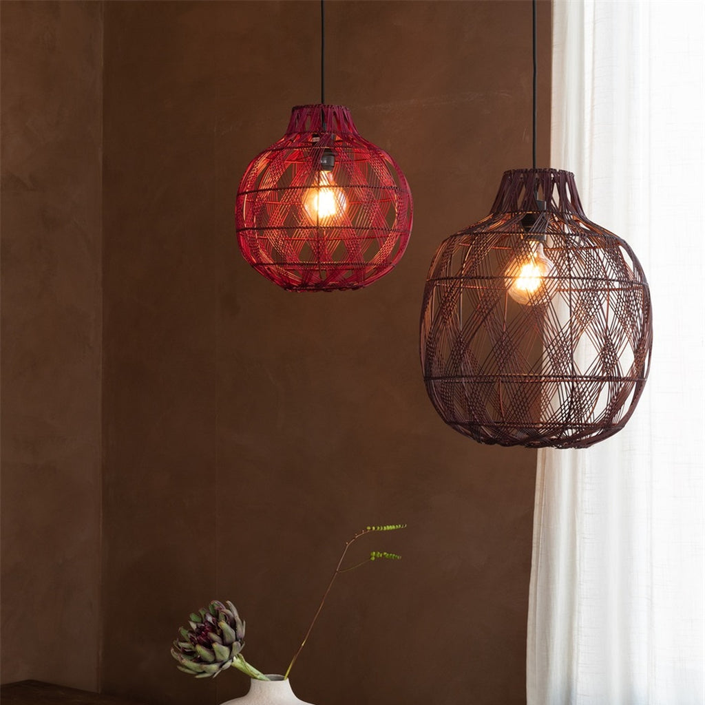 Suspension Mendoza bambou bordeaux 40 cm E27, vue 7