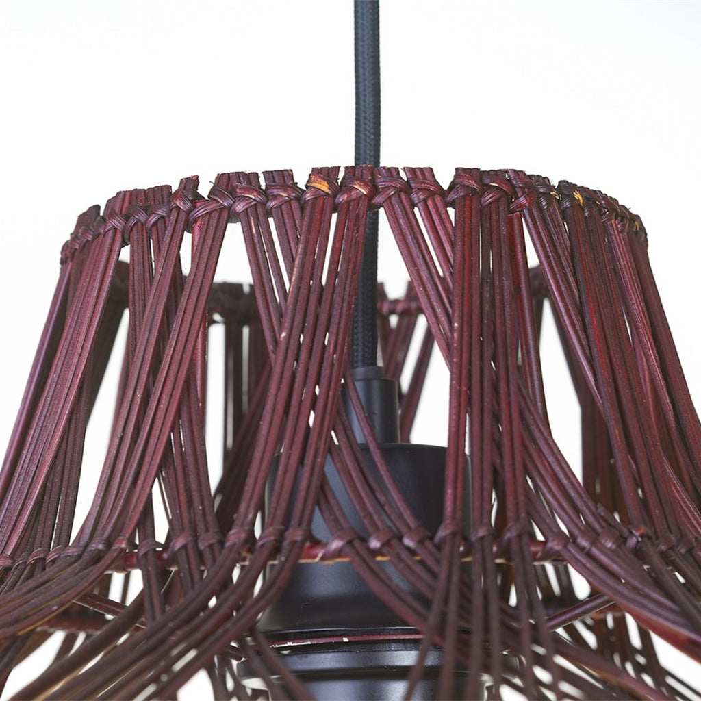 Suspension Mendoza bambou bordeaux 40 cm E27, vue 9
