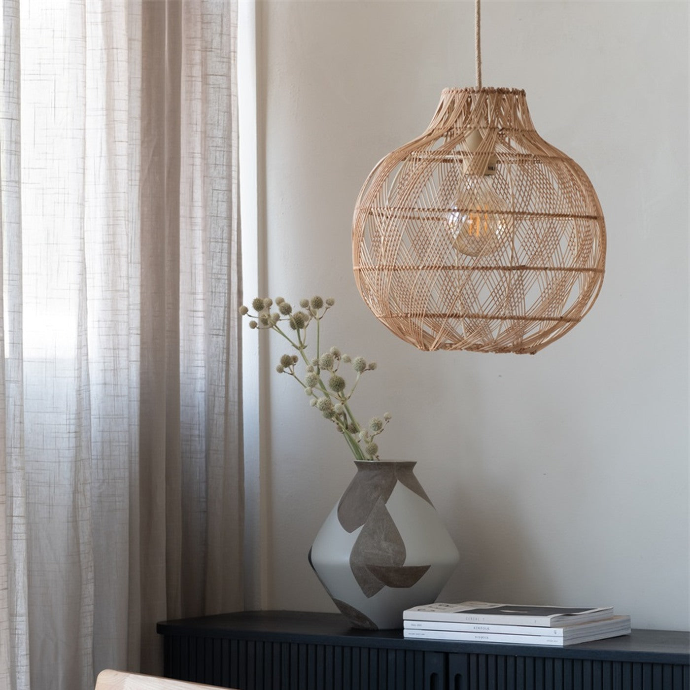 Suspension Mendoza bambou naturel 35 cm E27, vue 2