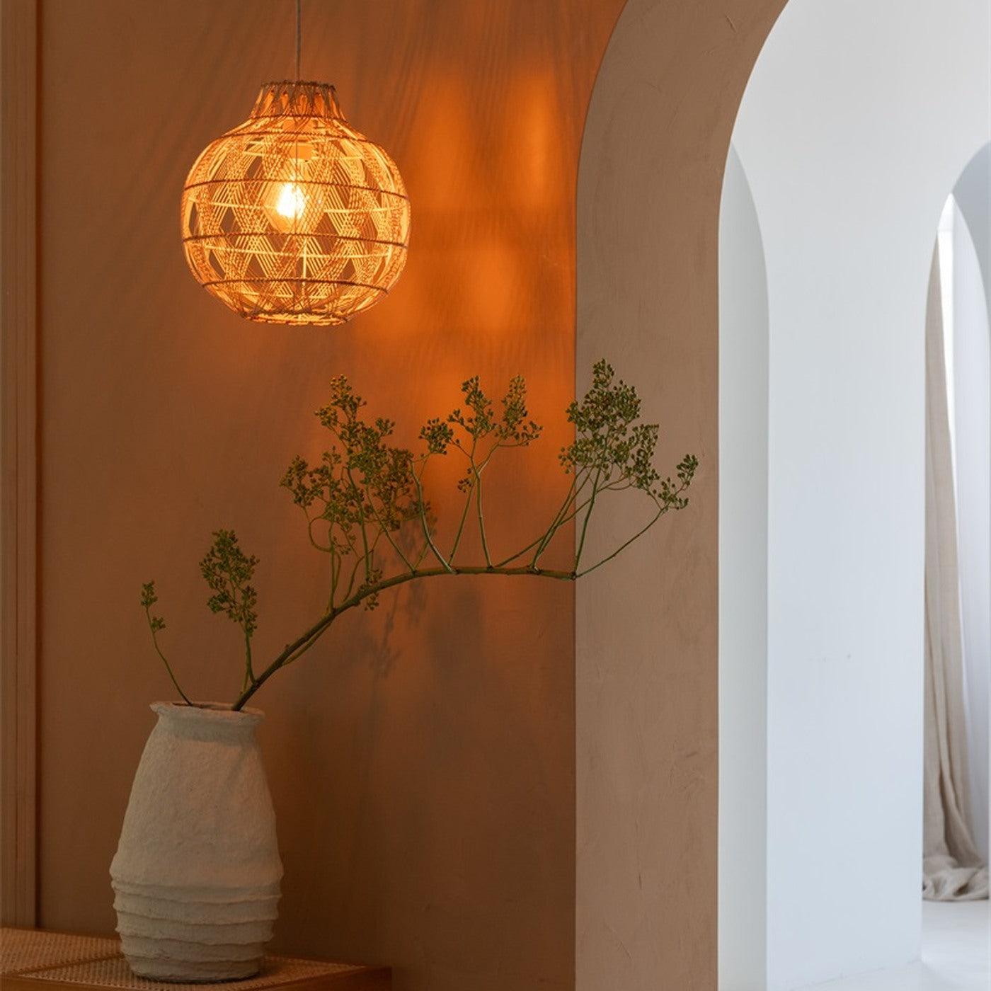 Suspension Mendoza bambou naturel 35 cm E27, vue 3