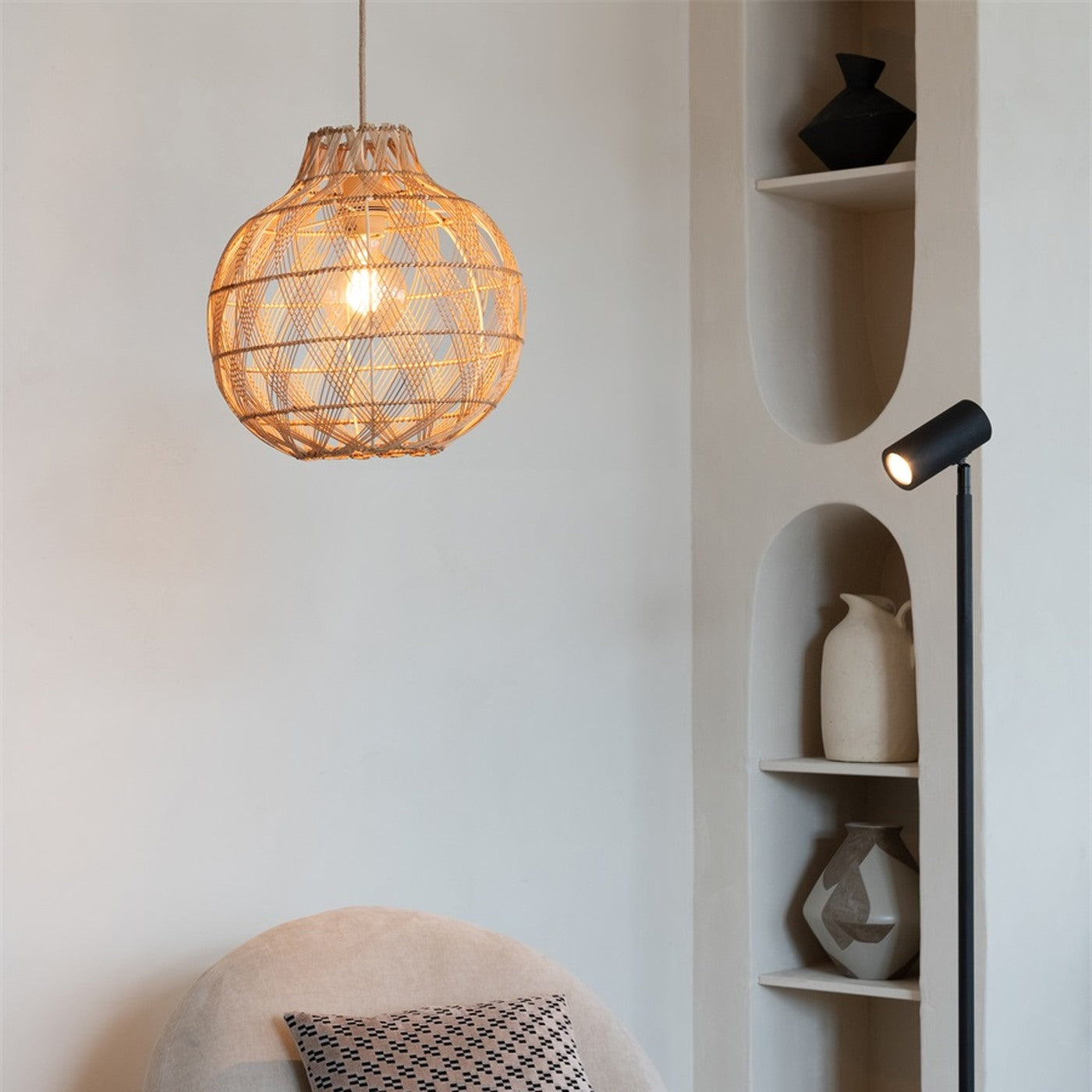 Suspension Mendoza bambou naturel 35 cm E27, vue 5
