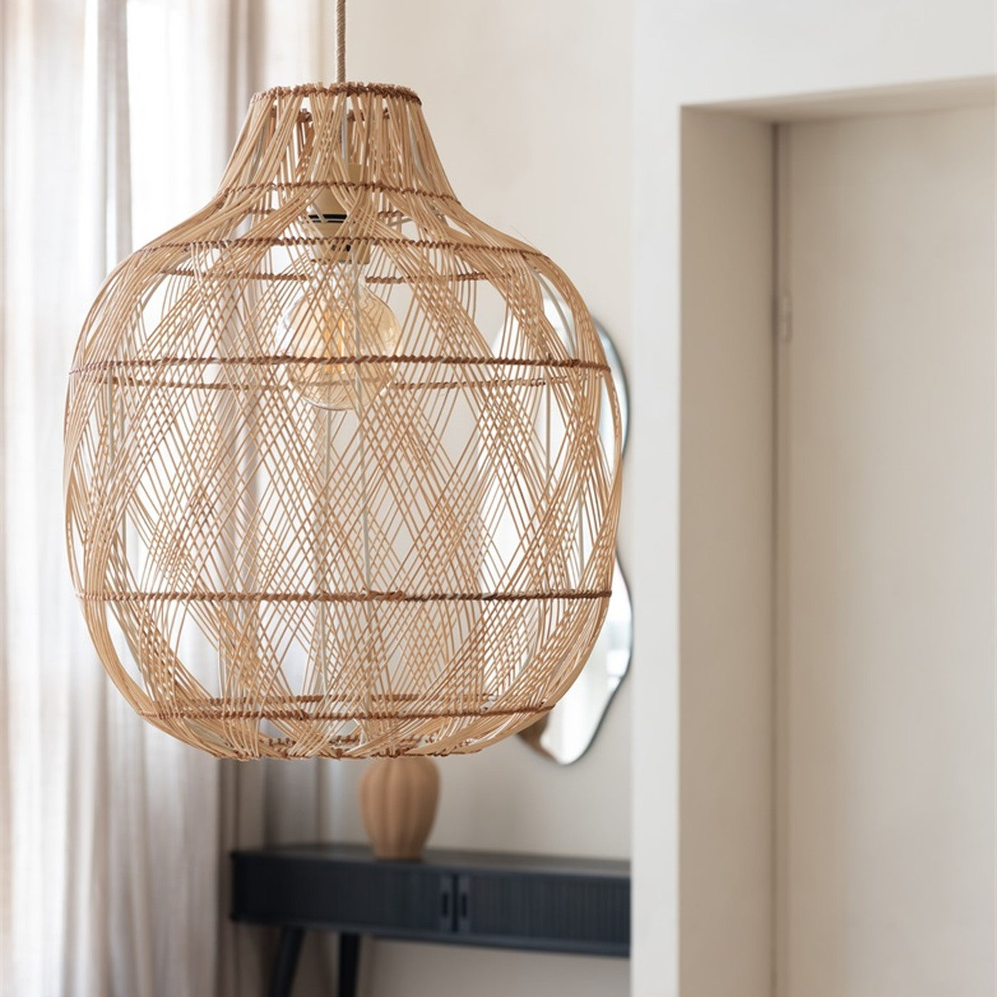 Suspension Mendoza bambou naturel 40 cm E27, vue 2