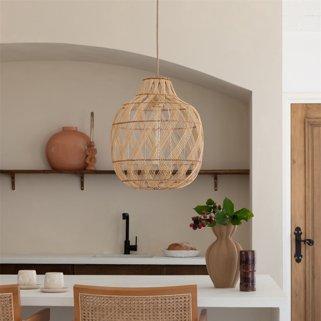 Suspension Mendoza bambou naturel 40 cm E27, vue 4