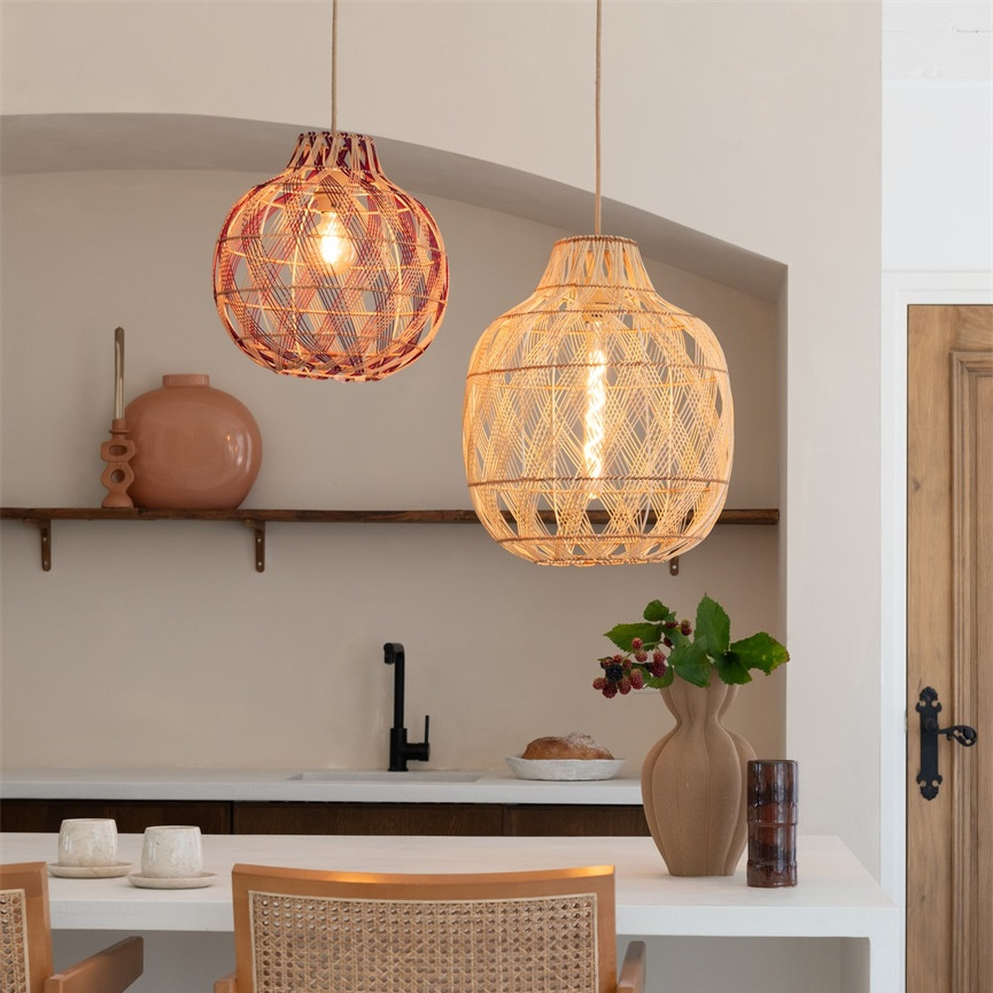 Suspension Mendoza bambou naturel 40 cm E27, vue 5