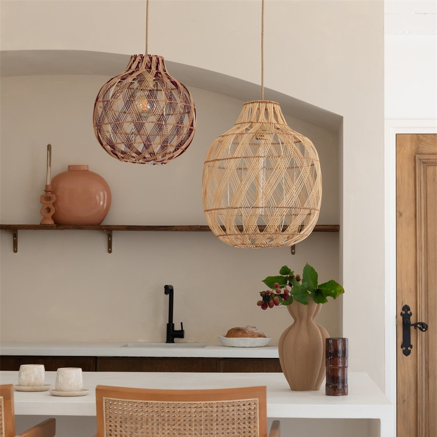 Suspension Mendoza bambou naturel 40 cm E27, vue 6