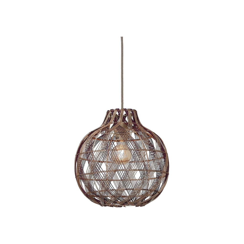 Suspension Mendoza bambou naturel et bordeaux 35 cm E27