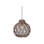 Suspension Mendoza bambou naturel et bordeaux 35 cm E27