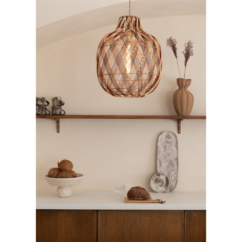 Dimensions Lámpara colgante Mendoza de bambú natural y burdeos 40 cm E27