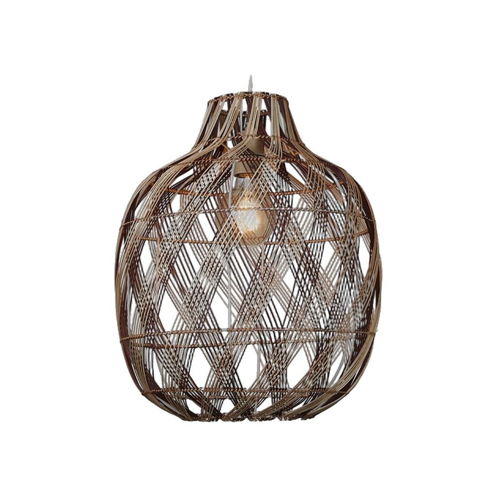 Suspension Mendoza bambou naturel et bordeaux 40 cm E27