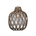 Suspension Mendoza bambou naturel et bordeaux 40 cm E27