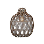 Suspension Mendoza bambou naturel et bordeaux 40 cm E27