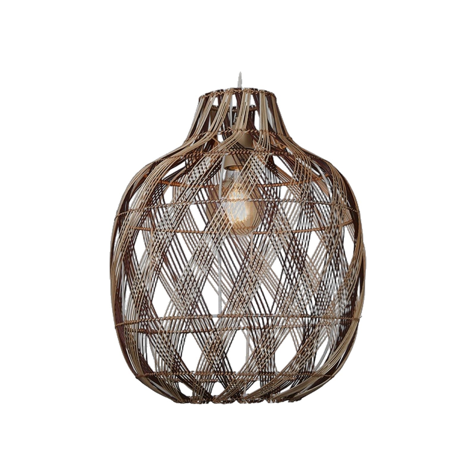 Suspension Mendoza bambou naturel et bordeaux 40 cm E27