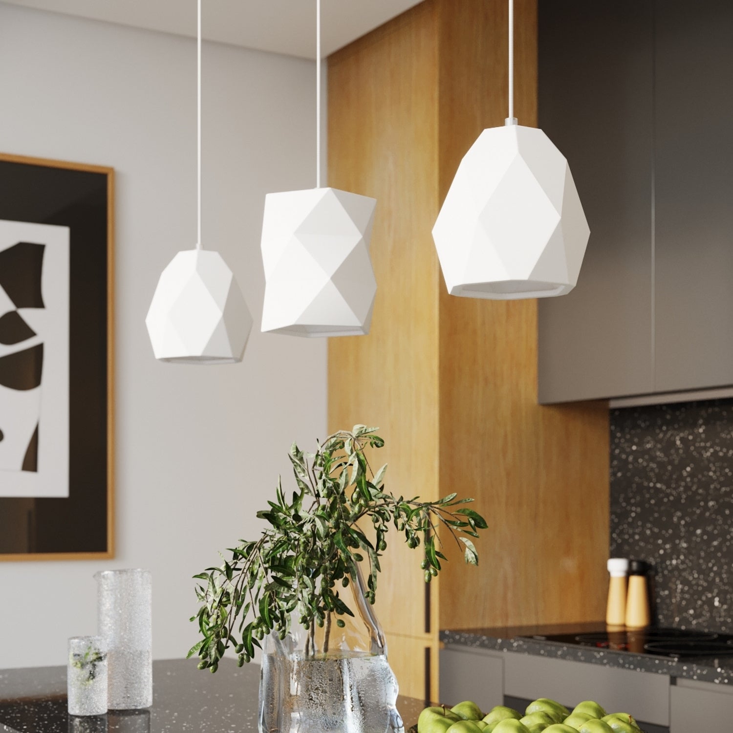 Suspension Mint céramique blanche E27 en ambiance