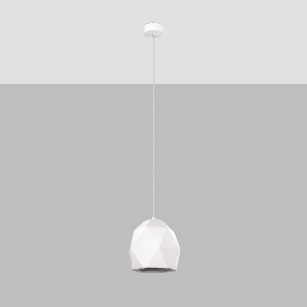 Suspension Mint céramique blanche E27 de profil